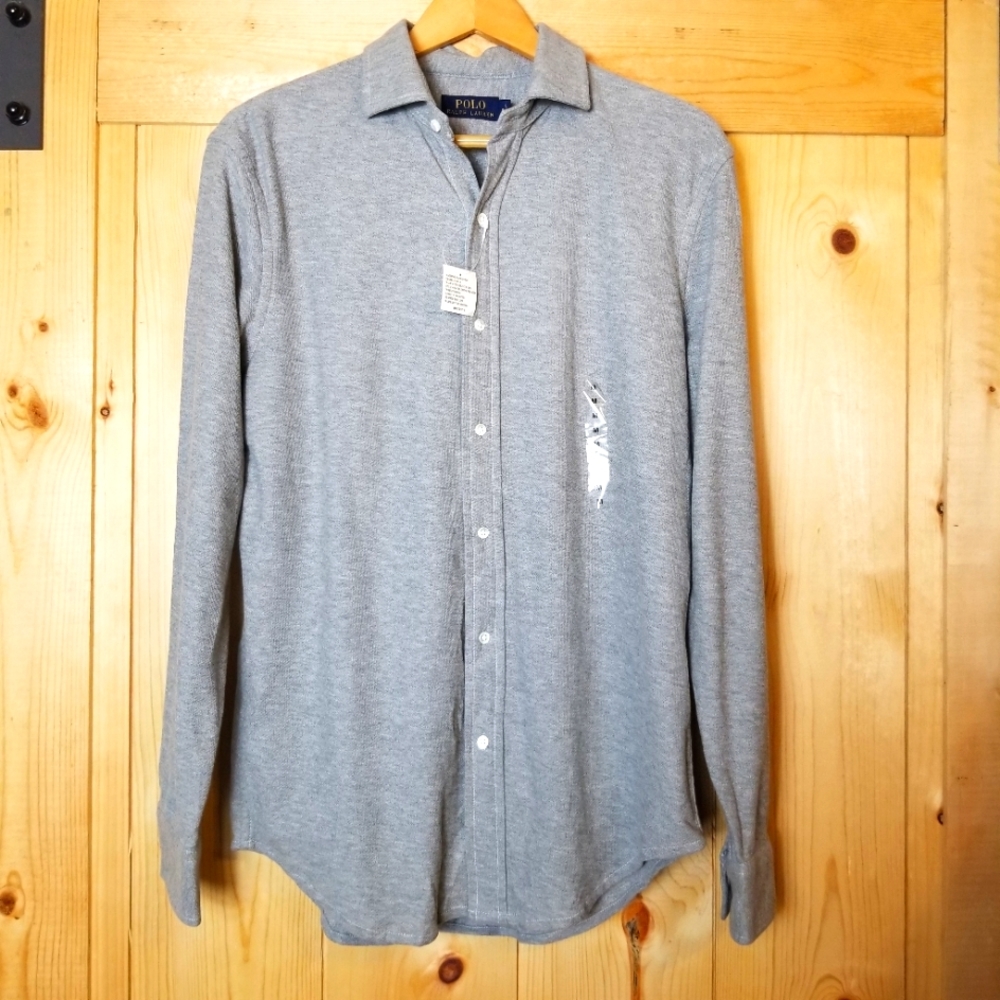 Polo Ralph Lauren Thick Cotton Button Up Long Sleeve Polo Shirt NWT